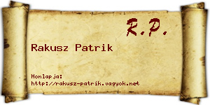Rakusz Patrik névjegykártya